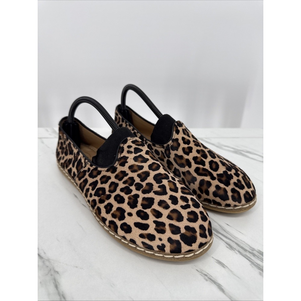 Charix Hari Leopard Print Leather Slip-On Flats Bow Round Toe Women's 9.5 Chic